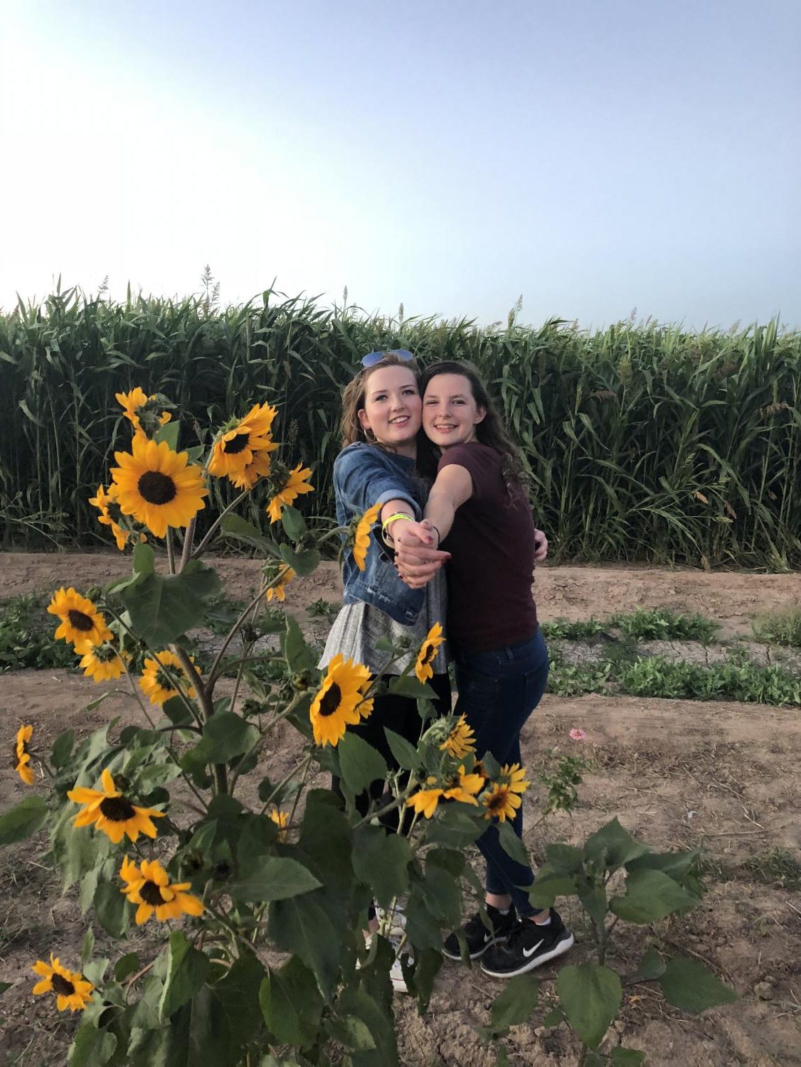 Juniors Sarah Roderick and Iliana Flores-Dumond take the time to enjoy the magnificent scenery at the La Union Corn Maze.