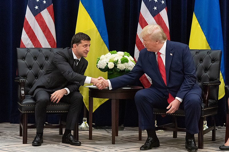 President Trump meets with Ukrainian President Volodymr Zelensky during a United Nations conference on Sept. 25, merely a day after House Speaker Nancy Pelosi announced an impeachment inquiry stemming from an earlier conversation between the two.