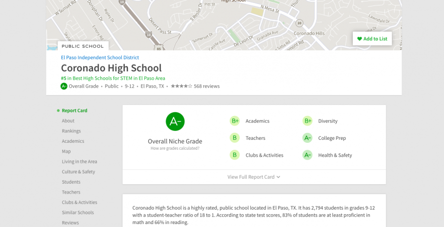 A screenshot of the schools current ranking based on reviews from students, teachers, and parents.