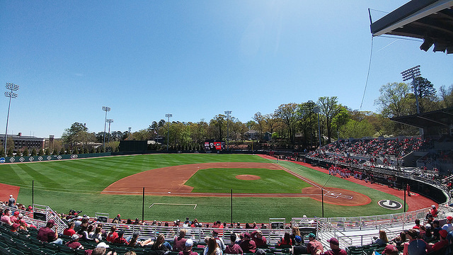 Foley Field, the Georgia University baseball field,  prepares for a game earlier this year prior to the season being cut short.