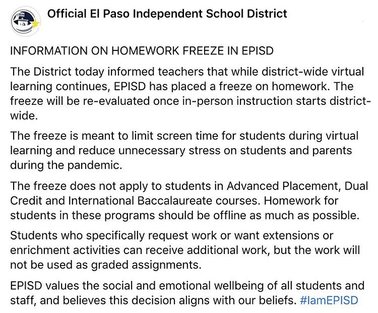 EPISD+announced+a+district-wide+homework+freeze+on+various+social+media+platforms%2C+effective+Sept.+16+until+at+least+the+beginning+of+in-person+instruction+in+October.