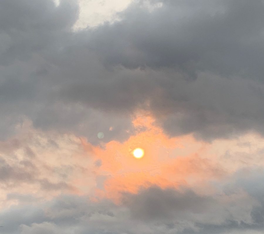 The red sun and the dark clouds indicate that air pollution form the California wildfires had traveled to El Paso. Though we could do nothing about the situation at the time, we can make conscious choices daily to reduce the amount of pollution we produce.